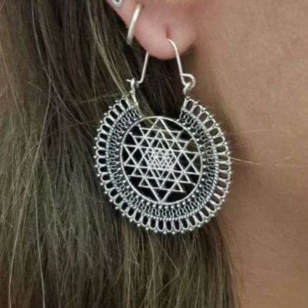 🧿 3 for $33 🧿 Bohemian Sacred Geometry Hollow Cut Out Earrings